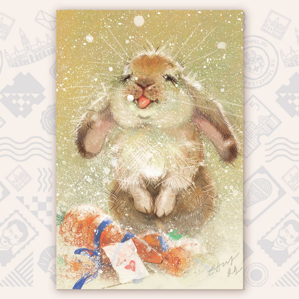 Открытка «Кролик и снежок | Rabbit and Snow»