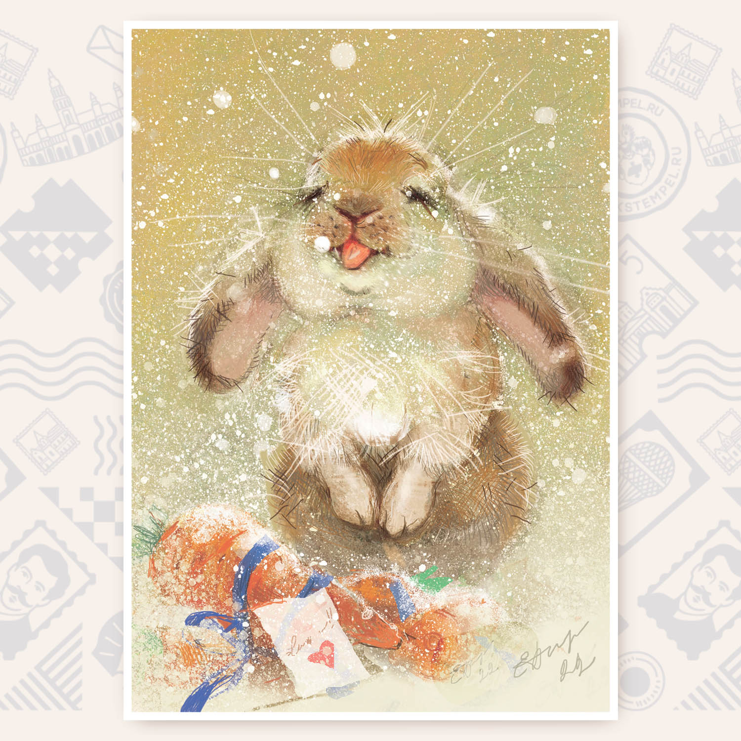 Плакат «Кролик и снежок»